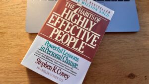 The 7 Habits of Highly Effective People by Stephen R. Covey leadership and success book cover.